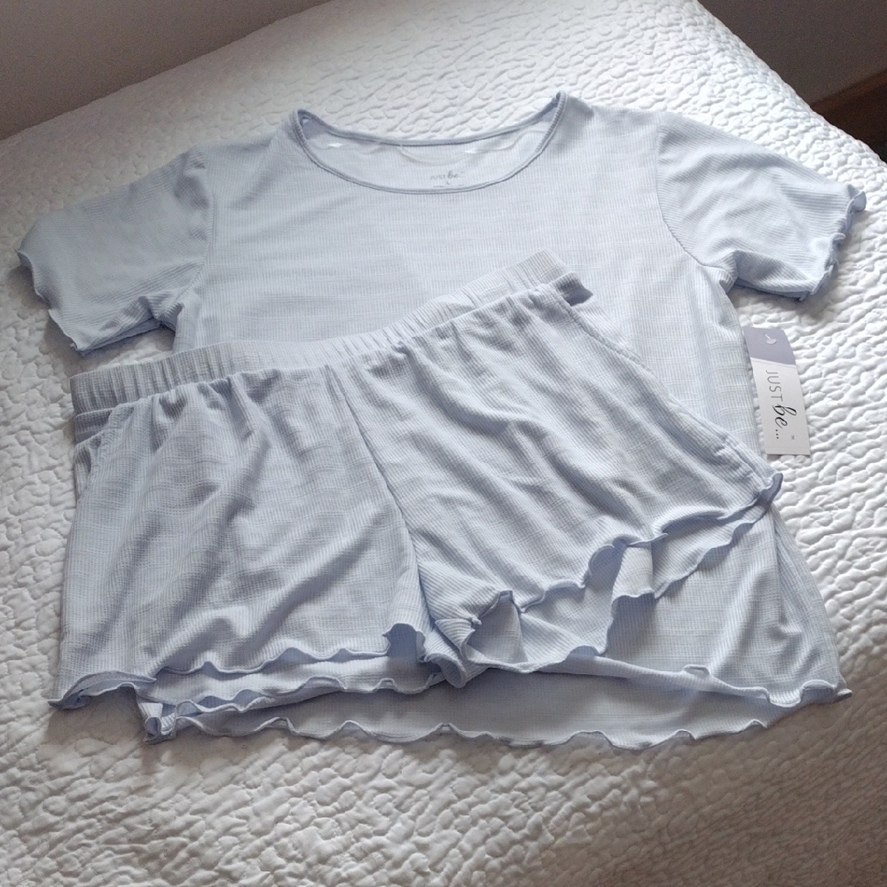 Just Be Light Blue Shirt Longe Set Size Large